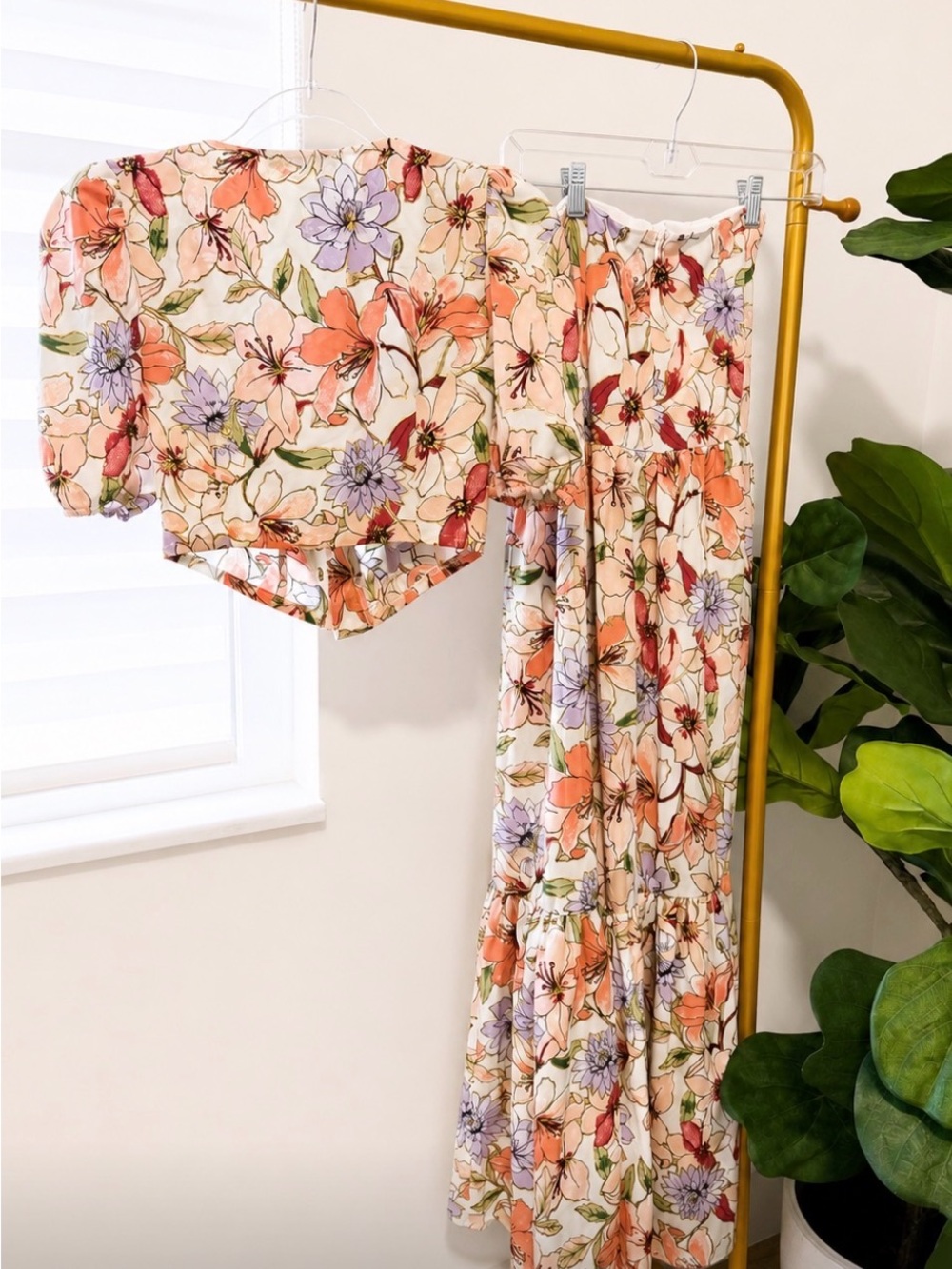 NWT boutique floral two-piece set corset top and maxi skirt romantic cottagecore - Picture 2 of 3